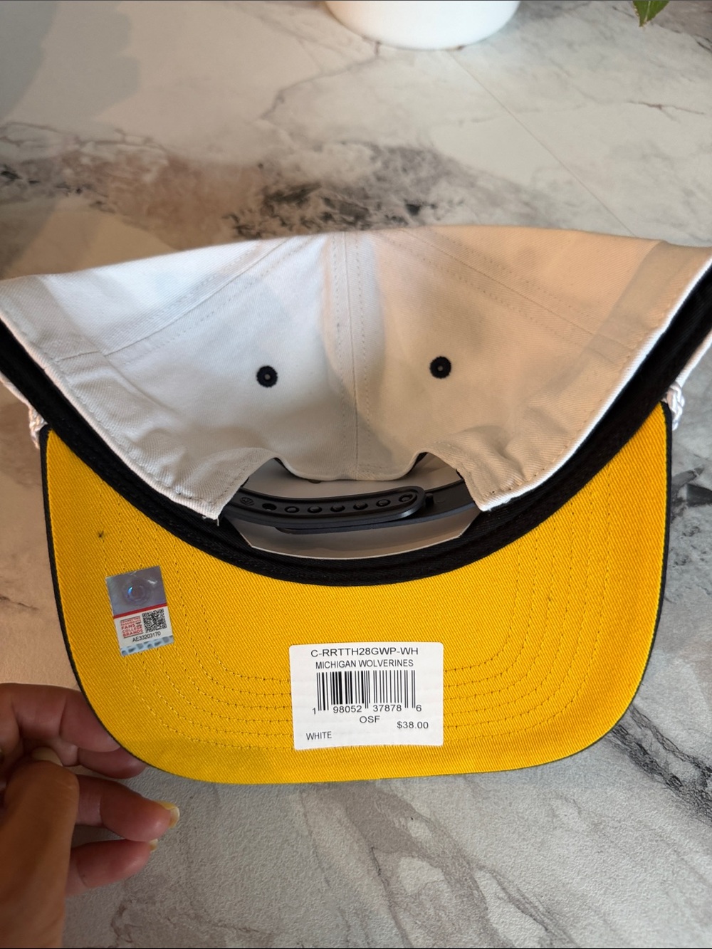 '47 Michigan White and Black Snapback Hat with Yellow Embroidery - Picture 2 of 2